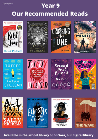 25 Spring Term Year 9 recommended reads poster